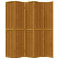 Divisorio Ambienti 5 Pannelli Marrone Legno Massello Paulownia 358824