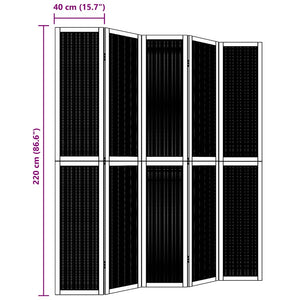 Divisorio Ambienti 5 Pannelli Marrone Legno Massello Paulownia 358824