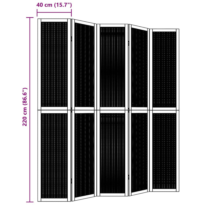 Divisorio Ambienti 5 Pannelli Marrone Legno Massello Paulownia 358824