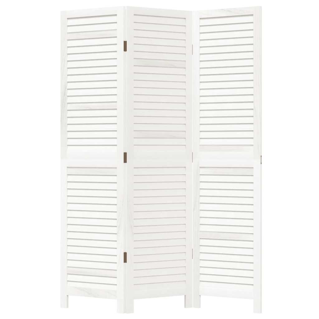Divisorio Ambienti 3Pannelli Bianco Legno Massello di Paulownia 358829