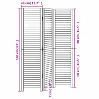 vidaXL Divisorio Ambienti 3Pannelli Bianco Legno Massello di Paulownia
