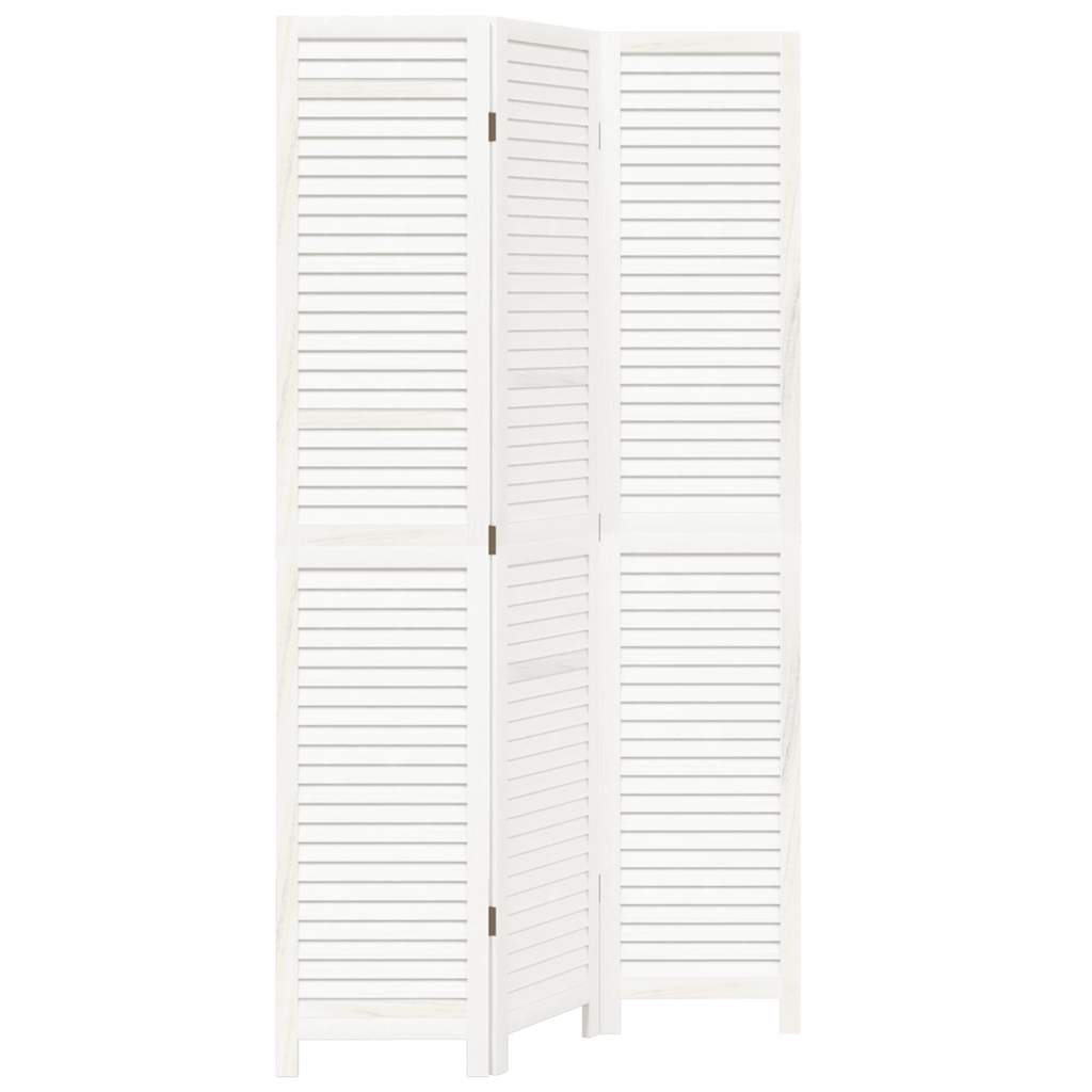 Divisorio Ambienti 3Pannelli Bianco Legno Massello di Paulownia 358831