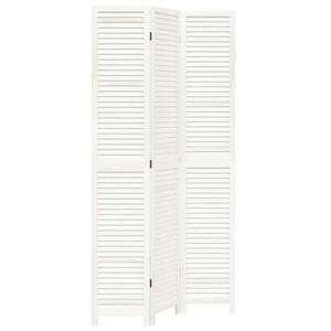 Divisorio Ambienti 3Pannelli Bianco Legno Massello di Paulownia 358832