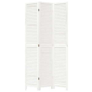 Divisorio Ambienti 3Pannelli Bianco Legno Massello di Paulownia 358832