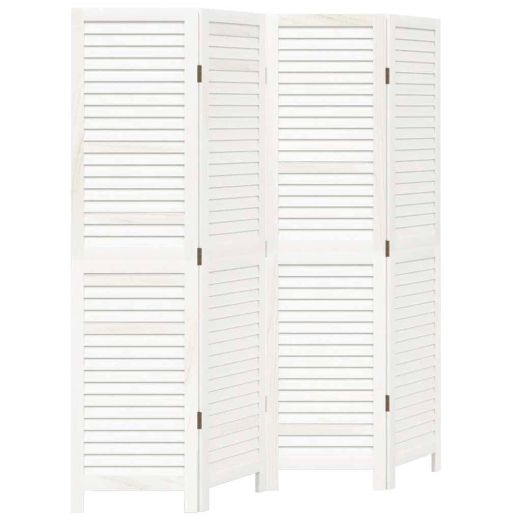 Divisorio Ambienti 4Pannelli Bianco Legno Massello di Paulownia 358833