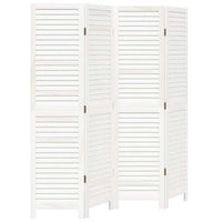 Divisorio Ambienti 4Pannelli Bianco Legno Massello di Paulownia 358833