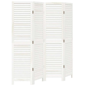 Divisorio Ambienti 4Pannelli Bianco Legno Massello di Paulownia 358833