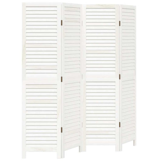 Divisorio Ambienti 4Pannelli Bianco Legno Massello di Paulownia 358833