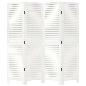 Divisorio Ambienti 4Pannelli Bianco Legno Massello di Paulownia 358833