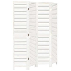 Divisorio Ambienti 4Pannelli Bianco Legno Massello di Paulownia 358834