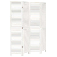 Divisorio Ambienti 4Pannelli Bianco Legno Massello di Paulownia