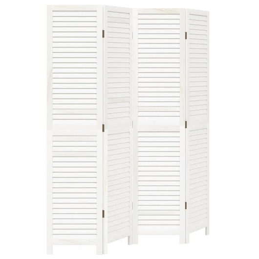Divisorio Ambienti 4Pannelli Bianco Legno Massello di Paulownia