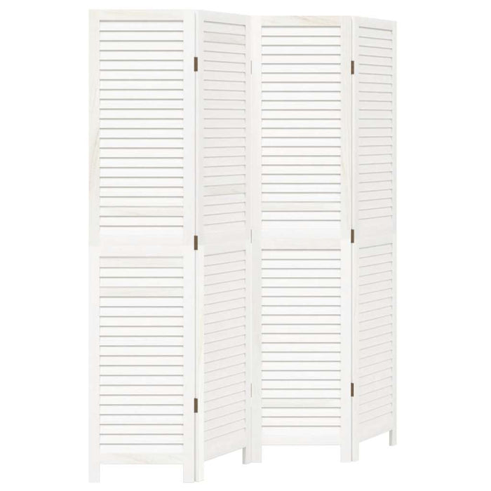 Divisorio Ambienti 4Pannelli Bianco Legno Massello di Paulownia