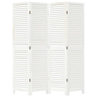 Divisorio Ambienti 4Pannelli Bianco Legno Massello di Paulownia 358834