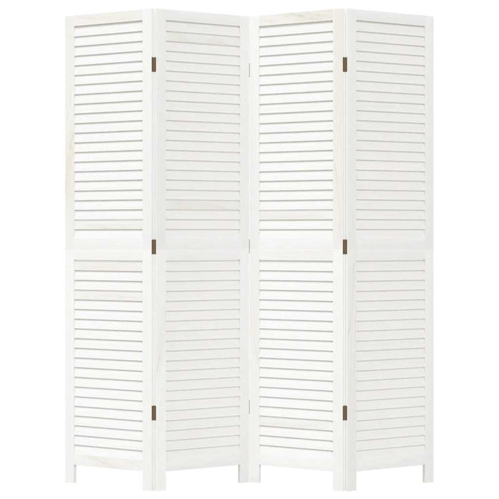 Divisorio Ambienti 4Pannelli Bianco Legno Massello di Paulownia 358834