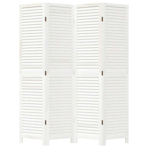 Divisorio Ambienti 4Pannelli Bianco Legno Massello di Paulownia 358834