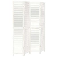 Divisorio Ambienti 4Pannelli Bianco Legno Massello di Paulownia 358835