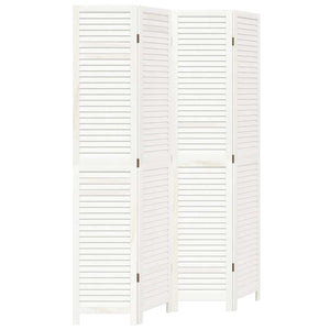 Divisorio Ambienti 4Pannelli Bianco Legno Massello di Paulownia 358835