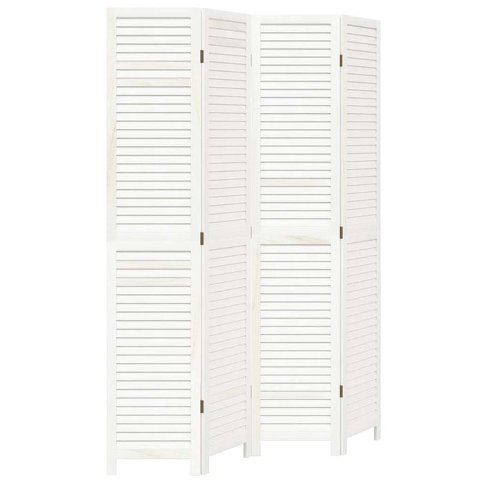 Divisorio Ambienti 4Pannelli Bianco Legno Massello di Paulownia 358835