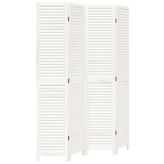 Divisorio Ambienti 4Pannelli Bianco Legno Massello di Paulownia