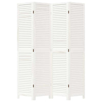 Divisorio Ambienti 4Pannelli Bianco Legno Massello di Paulownia 358835