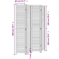 Divisorio Ambienti 4Pannelli Bianco Legno Massello di Paulownia 358835