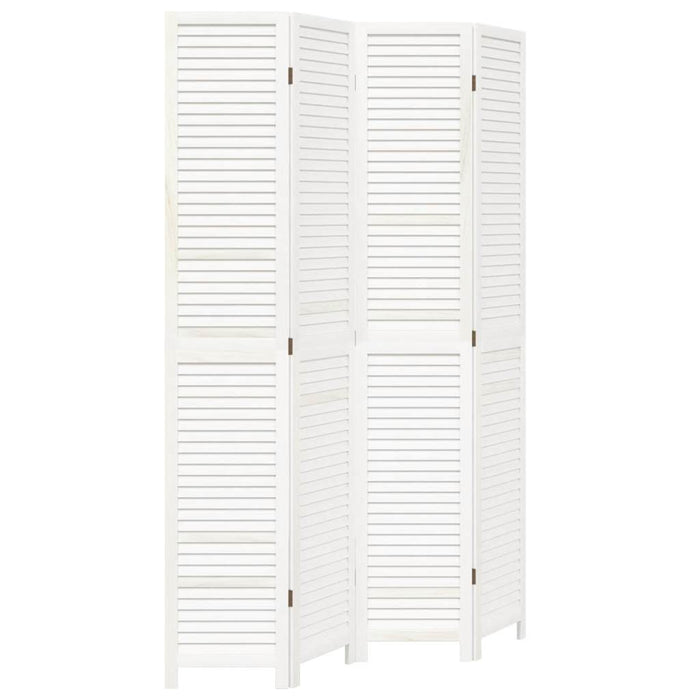 Divisorio Ambienti 4Pannelli Bianco Legno Massello di Paulownia 358836