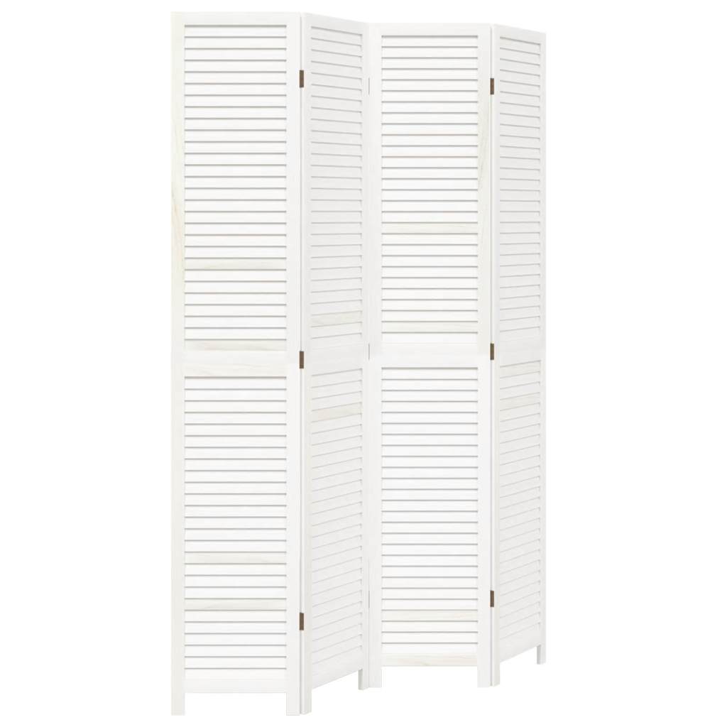 Divisorio Ambienti 4Pannelli Bianco Legno Massello di Paulownia 358836