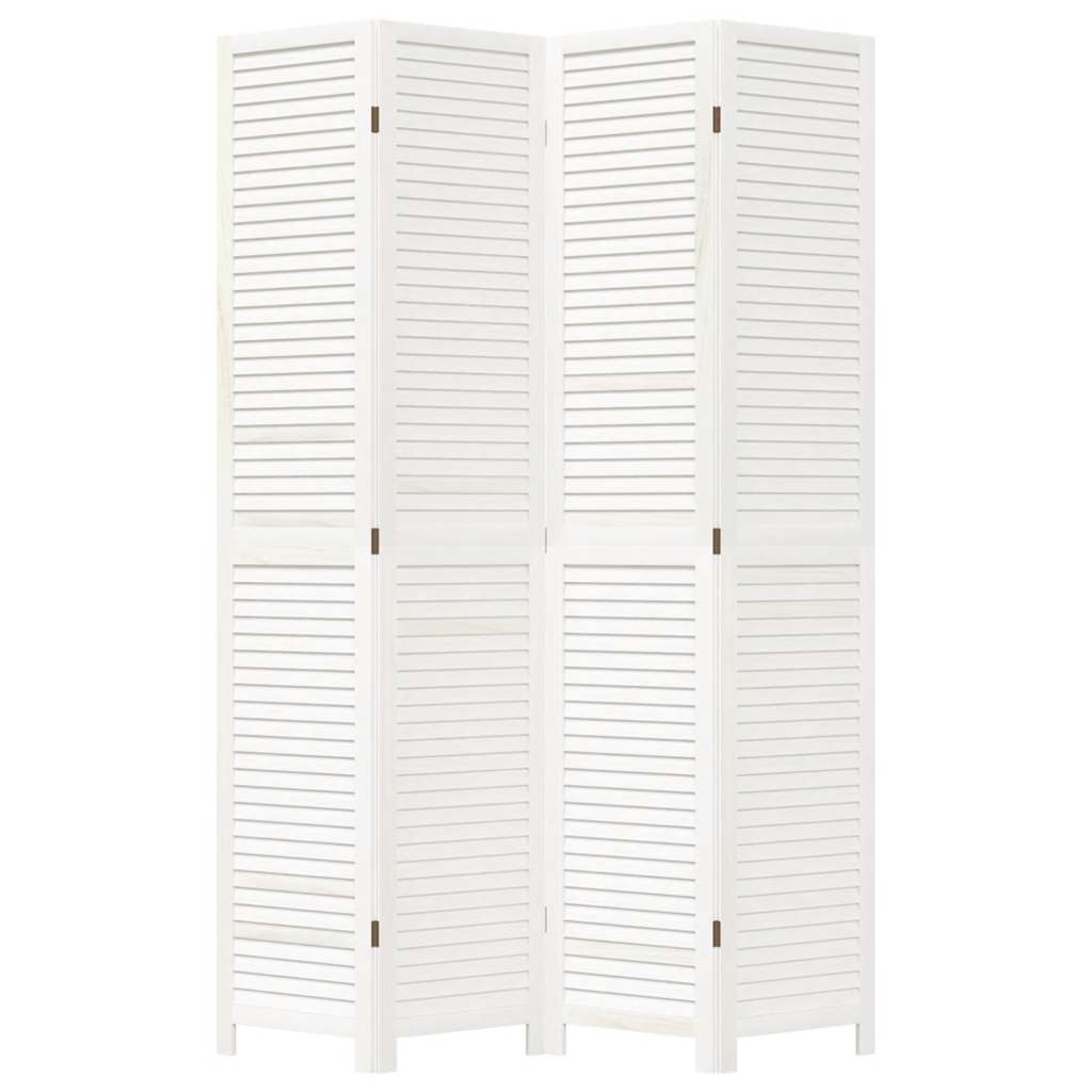 Divisorio Ambienti 4Pannelli Bianco Legno Massello di Paulownia