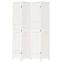 Divisorio Ambienti 4Pannelli Bianco Legno Massello di Paulownia