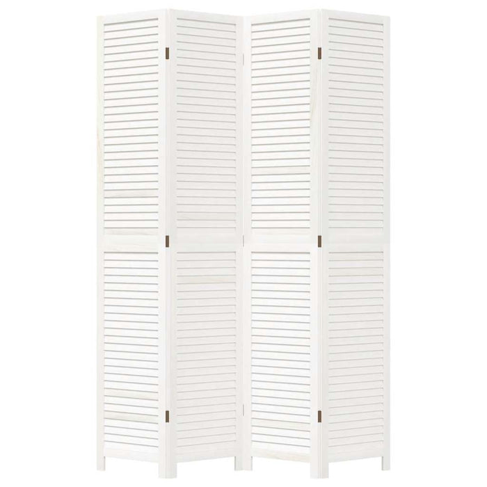 Divisorio Ambienti 4Pannelli Bianco Legno Massello di Paulownia
