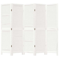 Divisorio Ambienti 5Pannelli Bianco Legno Massello di Paulownia 358837