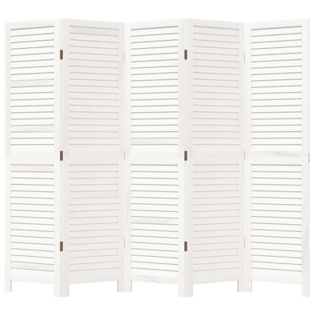 Divisorio Ambienti 5Pannelli Bianco Legno Massello di Paulownia