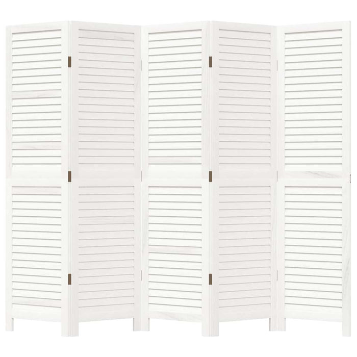 Divisorio Ambienti 5Pannelli Bianco Legno Massello di Paulownia