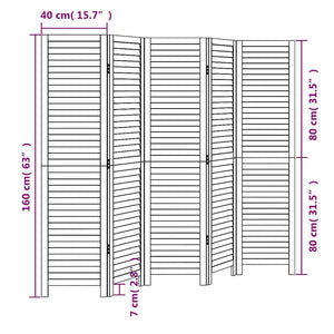 Divisorio Ambienti 5Pannelli Bianco Legno Massello di Paulownia