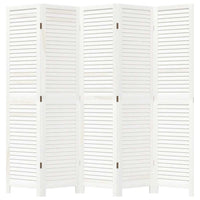 Divisorio Ambienti 5Pannelli Bianco Legno Massello di Paulownia 358838