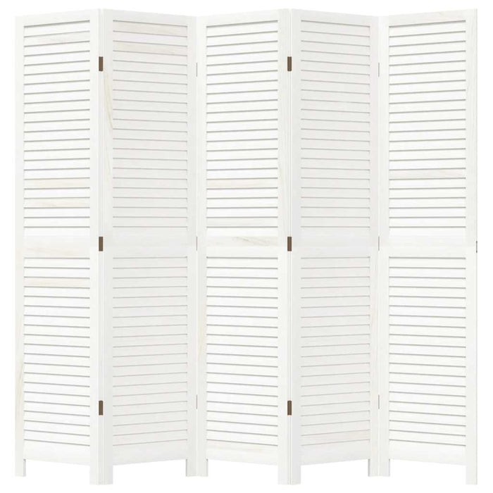 Divisorio Ambienti 5Pannelli Bianco Legno Massello di Paulownia 358838