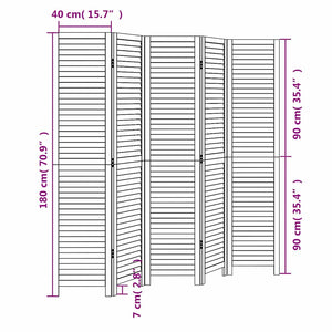 Divisorio Ambienti 5Pannelli Bianco Legno Massello di Paulownia 358838