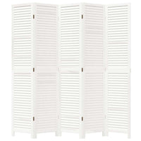 Divisorio Ambienti 5Pannelli Bianco Legno Massello di Paulownia 358839