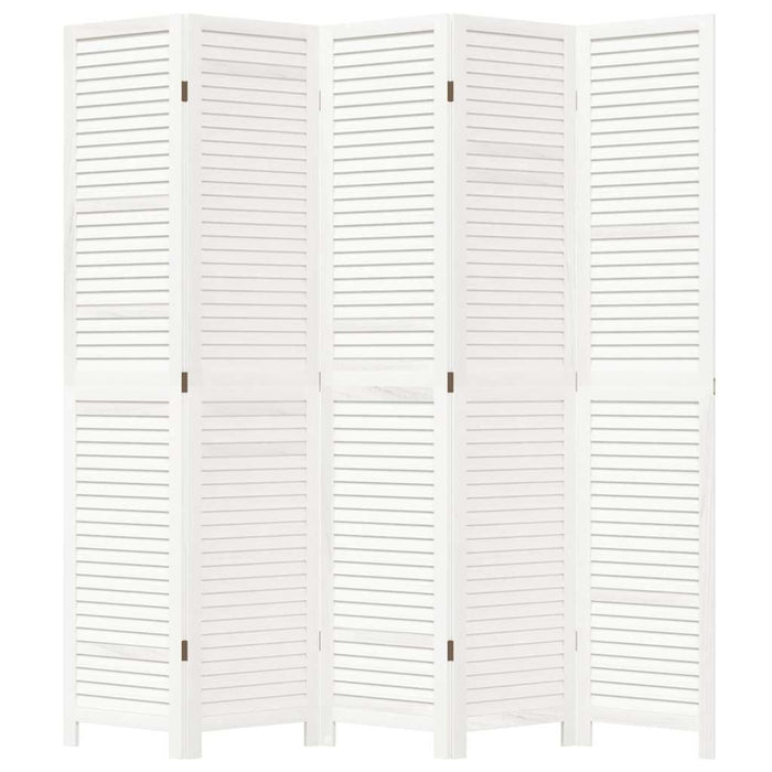 Divisorio Ambienti 5Pannelli Bianco Legno Massello di Paulownia 358839