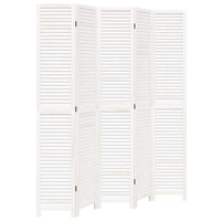 Divisorio Ambienti 5Pannelli Bianco Legno Massello di Paulownia