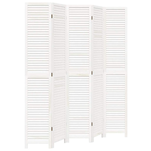 Divisorio Ambienti 5Pannelli Bianco Legno Massello di Paulownia