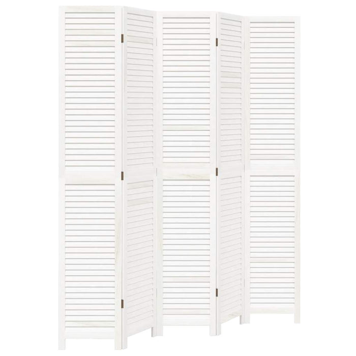 Divisorio Ambienti 5Pannelli Bianco Legno Massello di Paulownia 358840