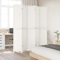 Divisorio Ambienti 5Pannelli Bianco Legno Massello di Paulownia