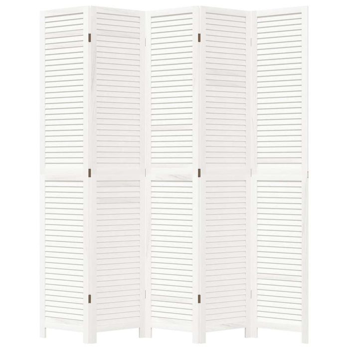 Divisorio Ambienti 5Pannelli Bianco Legno Massello di Paulownia 358840