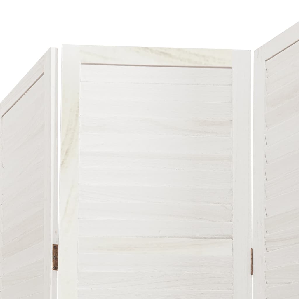 Divisorio Ambienti 5Pannelli Bianco Legno Massello di Paulownia 358840