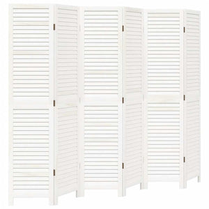 Divisorio Ambienti 6Pannelli Bianco Legno Massello di Paulownia 358842