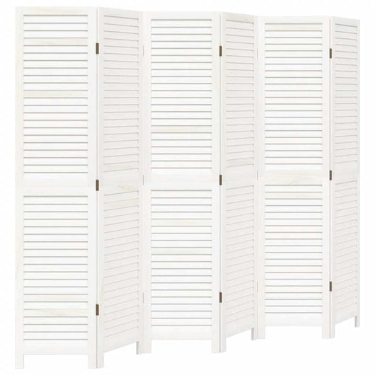 Divisorio Ambienti 6Pannelli Bianco Legno Massello di Paulownia 358842