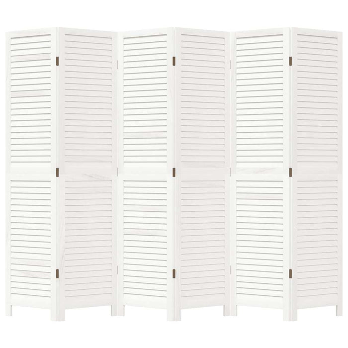 Divisorio Ambienti 6Pannelli Bianco Legno Massello di Paulownia 358842