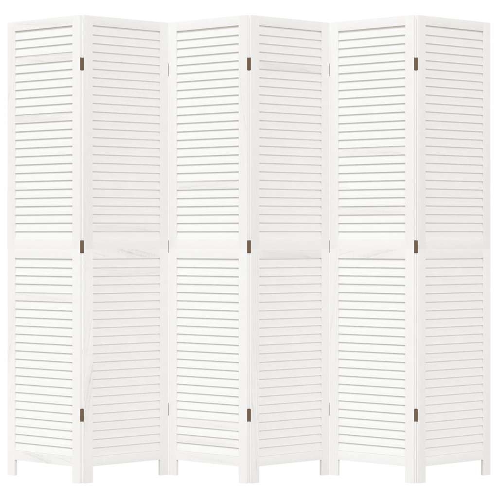 Divisorio Ambienti 6Pannelli Bianco Legno Massello di Paulownia